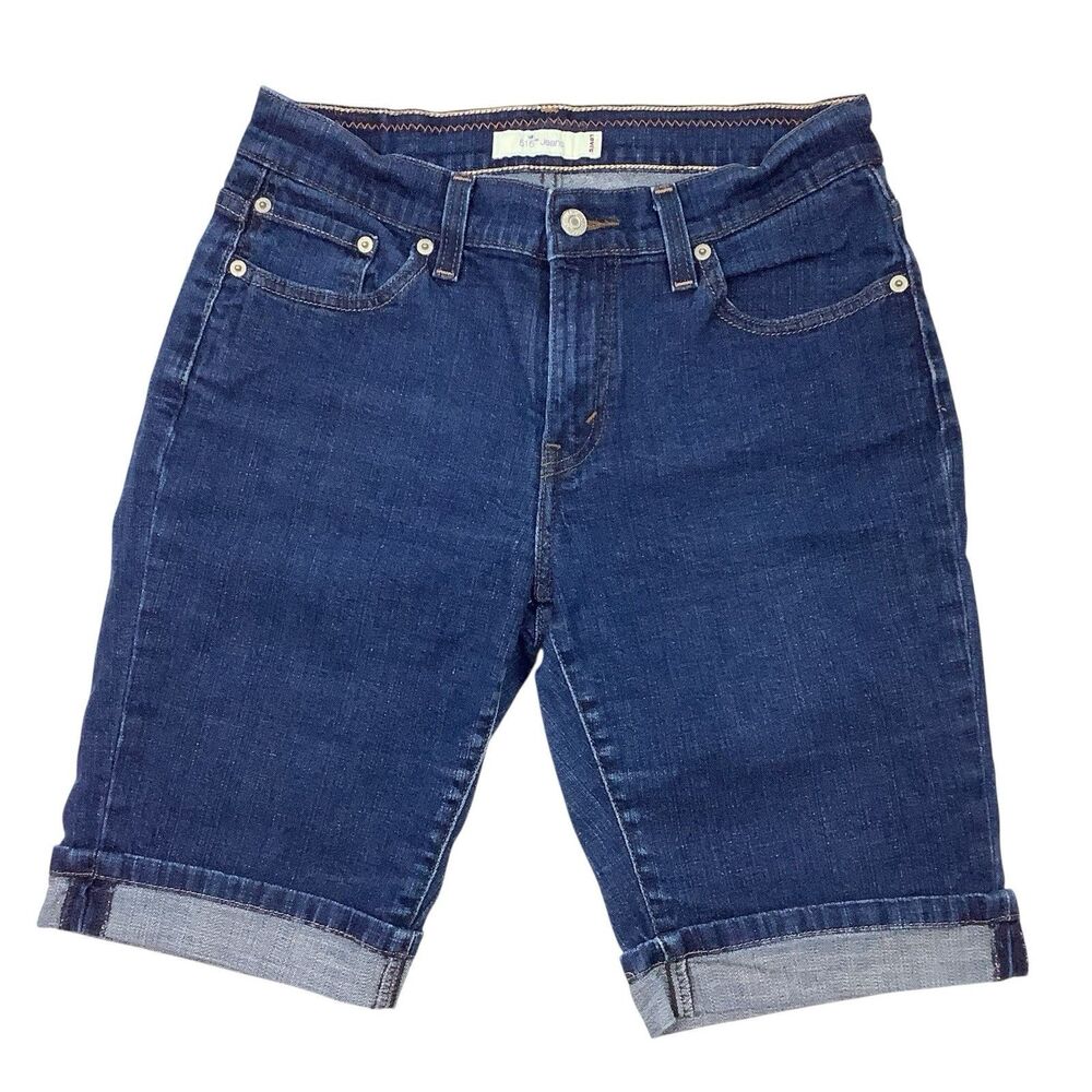 Levi's 515 Jean Bermuda Shorts Women 8 28X10 Cuffed Blue Denim Mid Rise Y2K